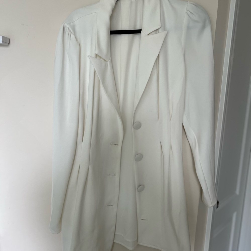 Elegant White Women's Blazer Dress